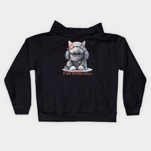 Crazy Cat Listening to Music Cartoon Kids Hoodie